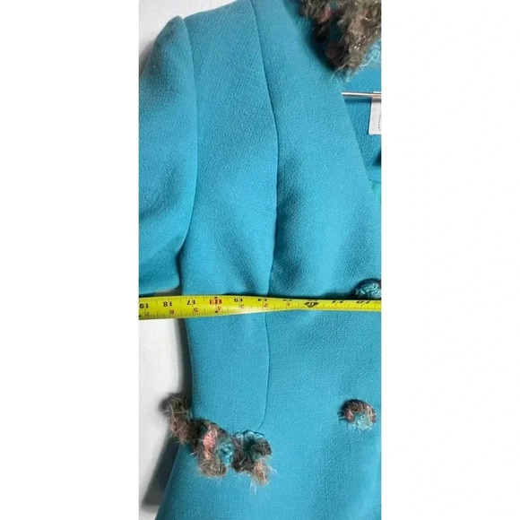 Manzoni Couture Womens Long Sleeve Two Buttons Wool Blazer Jacket Blue Sz 12 - Picture 8 of 15